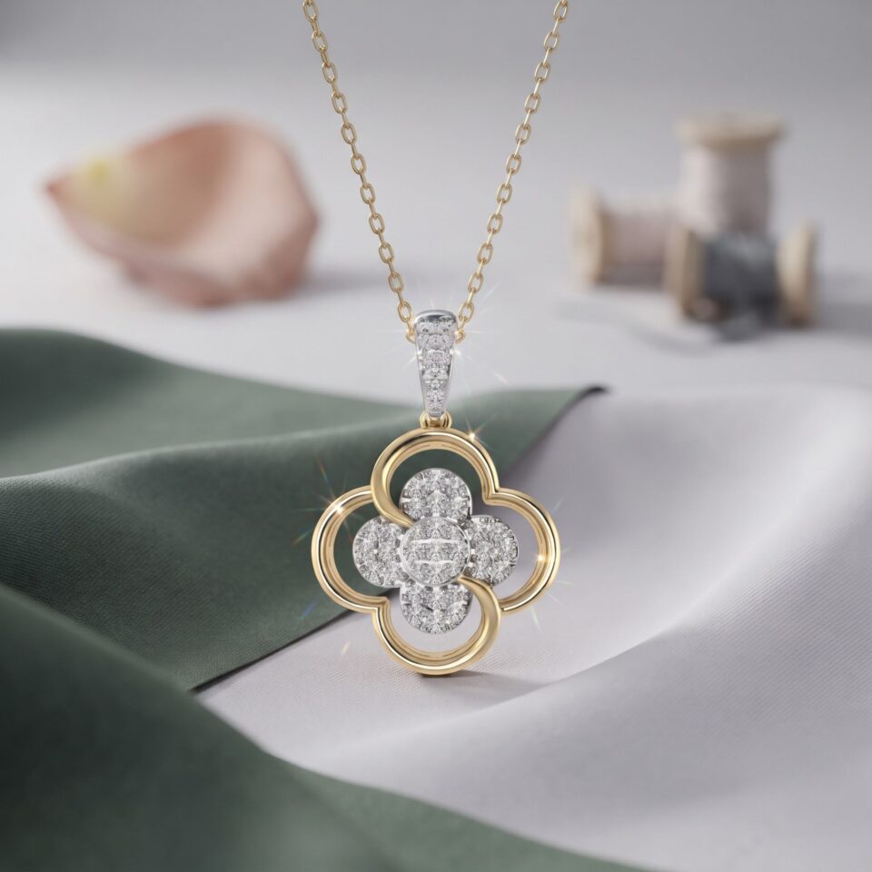 Alessandra Bettini Clover Charm Pendant, 1/4 Cttw Natural Diamond Pendant