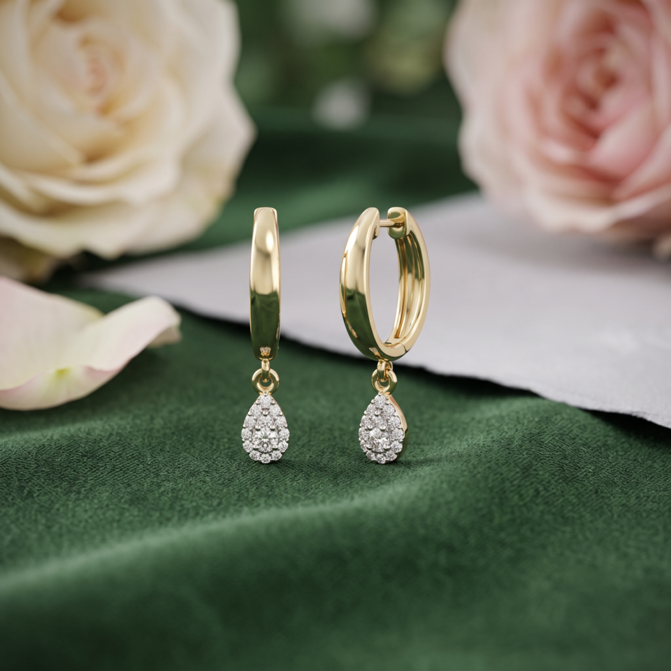 Alessandra Bettini 1/6 CTW Round Cut Natural Diamond Dangle Earrings