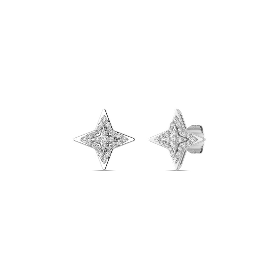 Alessandra Bettini North Star Diamond Stud Earrings, 10K/14K Solid Gold Stud Earrings