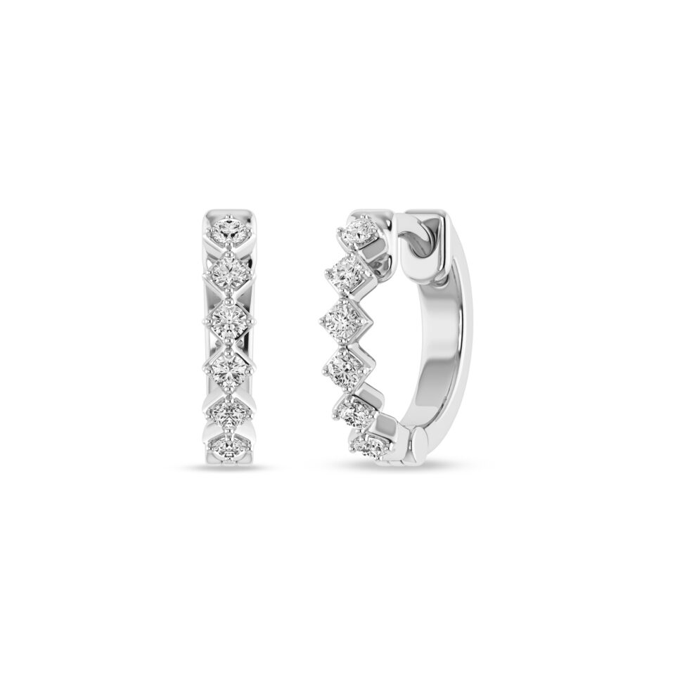 Alessandra Bettini Diamond Huggie Hoops, 0.060 Ctw Round Cut Natural Diamond Earrings