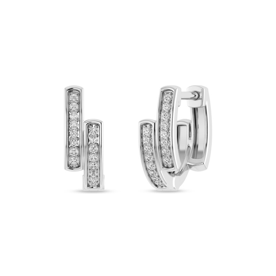 Alessandra Bettini Natural Diamond Women Hoop Earrings, 1/10 CTTW Round Cut Diamond