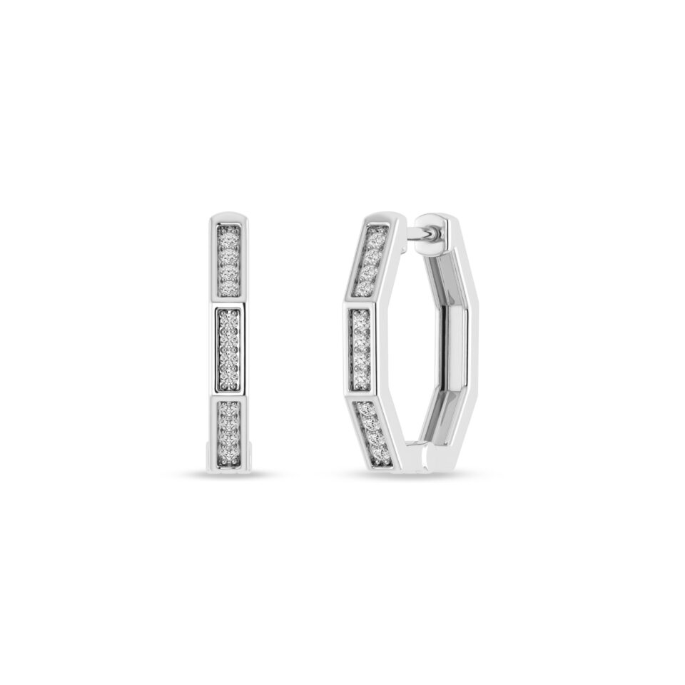 Alessandra Bettini Natural Diamond Women Hoop Earrings, 0.07 CTTW Round Cut Diamond
