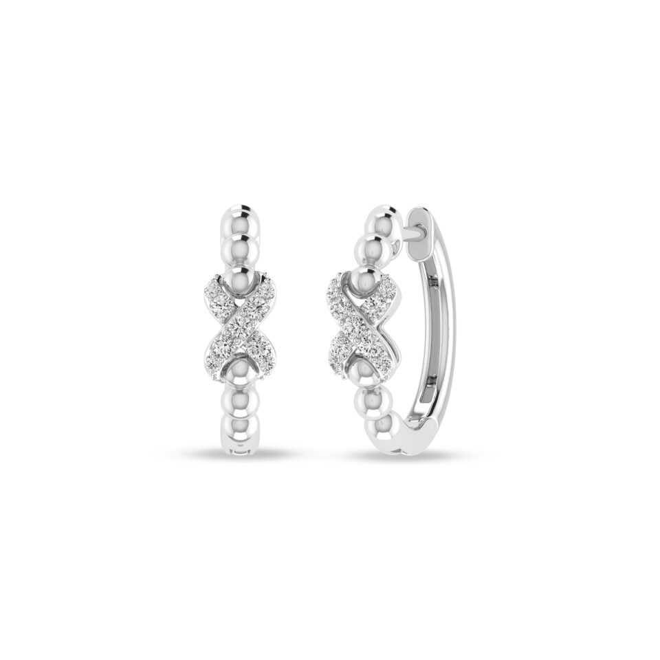 Alessandra Bettini 13.2 MM Long Hoop Earrings, 0.15 ct.tw Round Cut Natural Diamonds