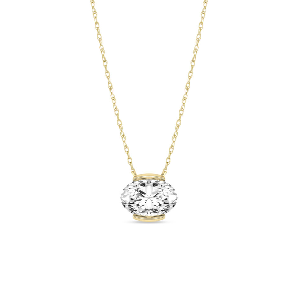 Alessandra Bettini Oval Cut Diamond Solitaire Floating Pendant