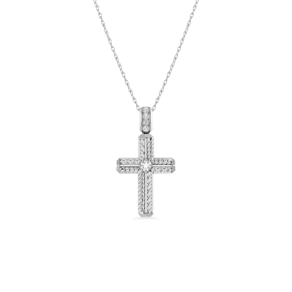 Alessandra Bettini Dainty Cross Pendant | 1/4 CT Lab Grown Diamond | 10K 14K Gold