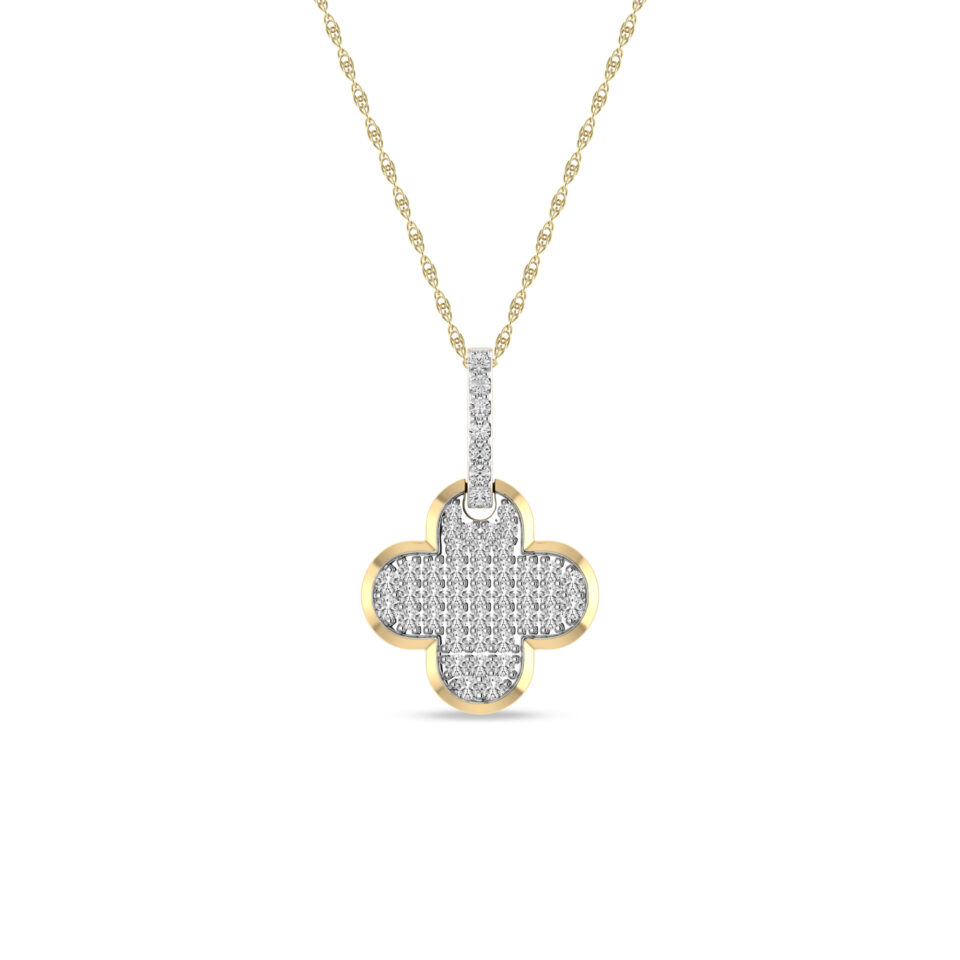 Alessandra Bettini Women Natural Diamond Clover Pendant, 10k 14k 18k Gold, 1/4 cttw Natural Diamonds