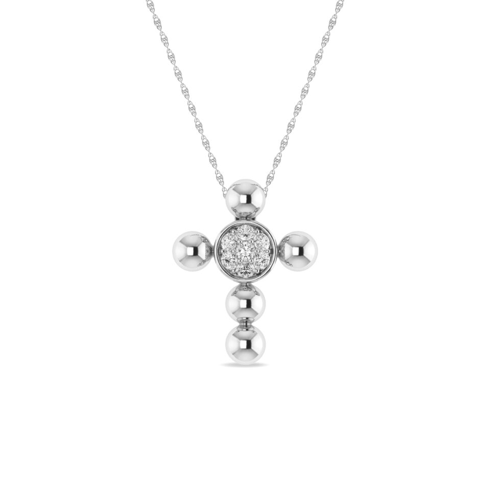 Alessandra Bettini Mini Cross Pendant, 10K & 14K Gold, 0.050 Cttw Lab Grown Diamond