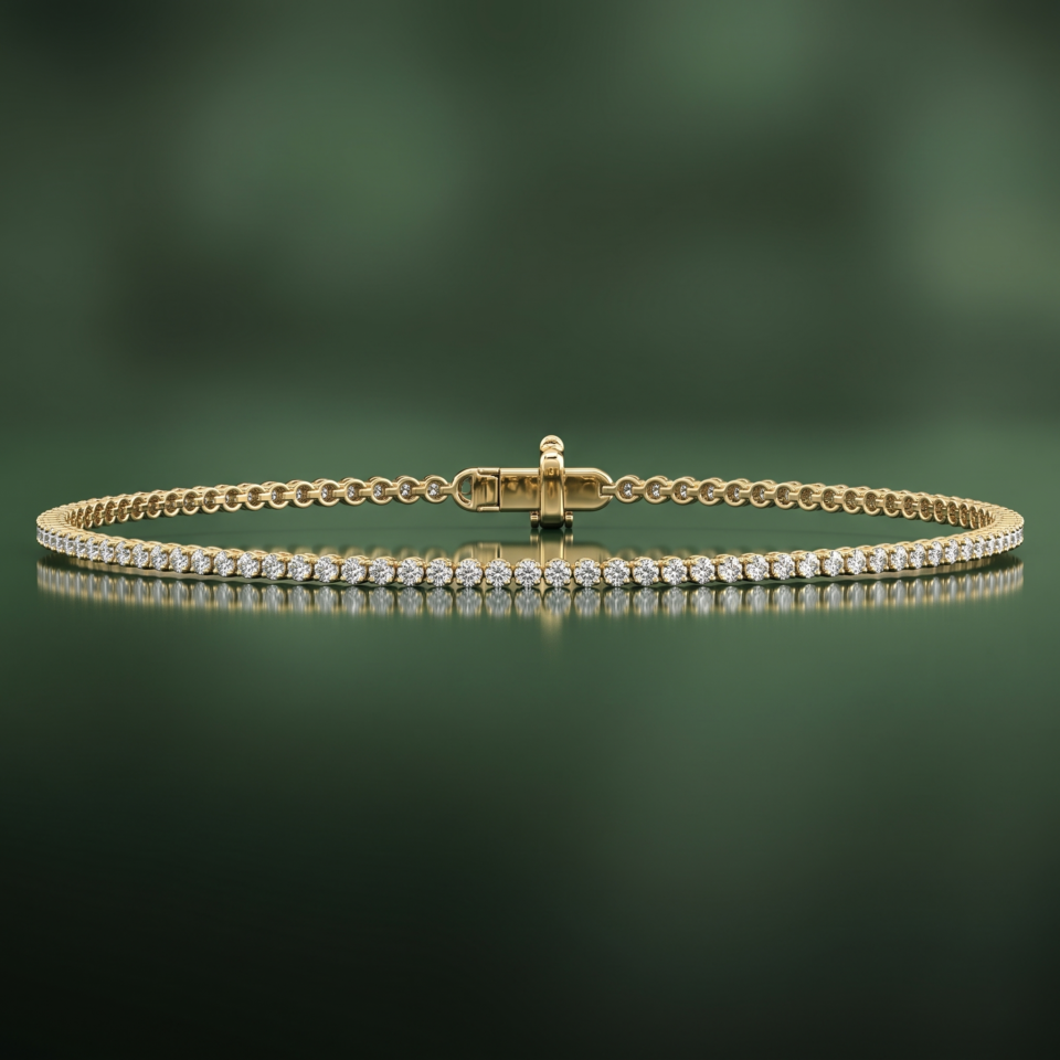Lab Grown Diamond Tennis Bracelet, 14K White Gold, 7 Inch Stackable Bracelet