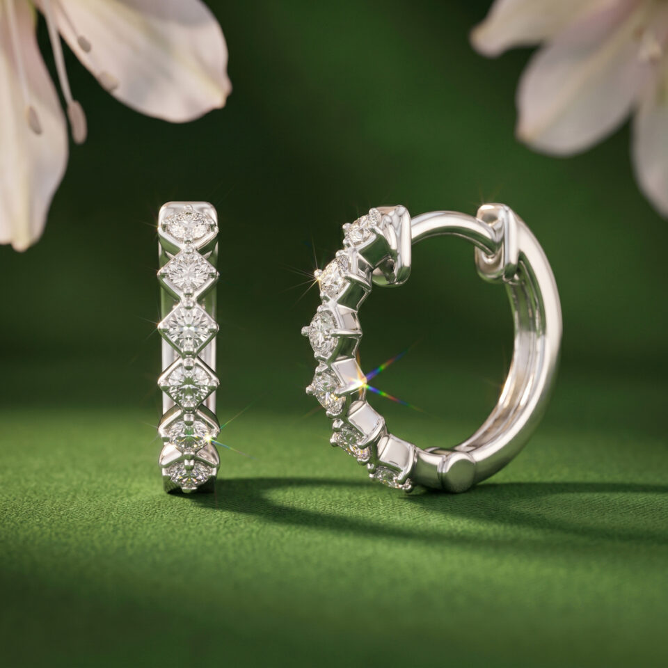Mini Huggie Hoop Earring, 0.06 Ctw Round Cut Natural Diamond Hoop Earrings in 925 Sterling Silver, Birthday Gift for HER