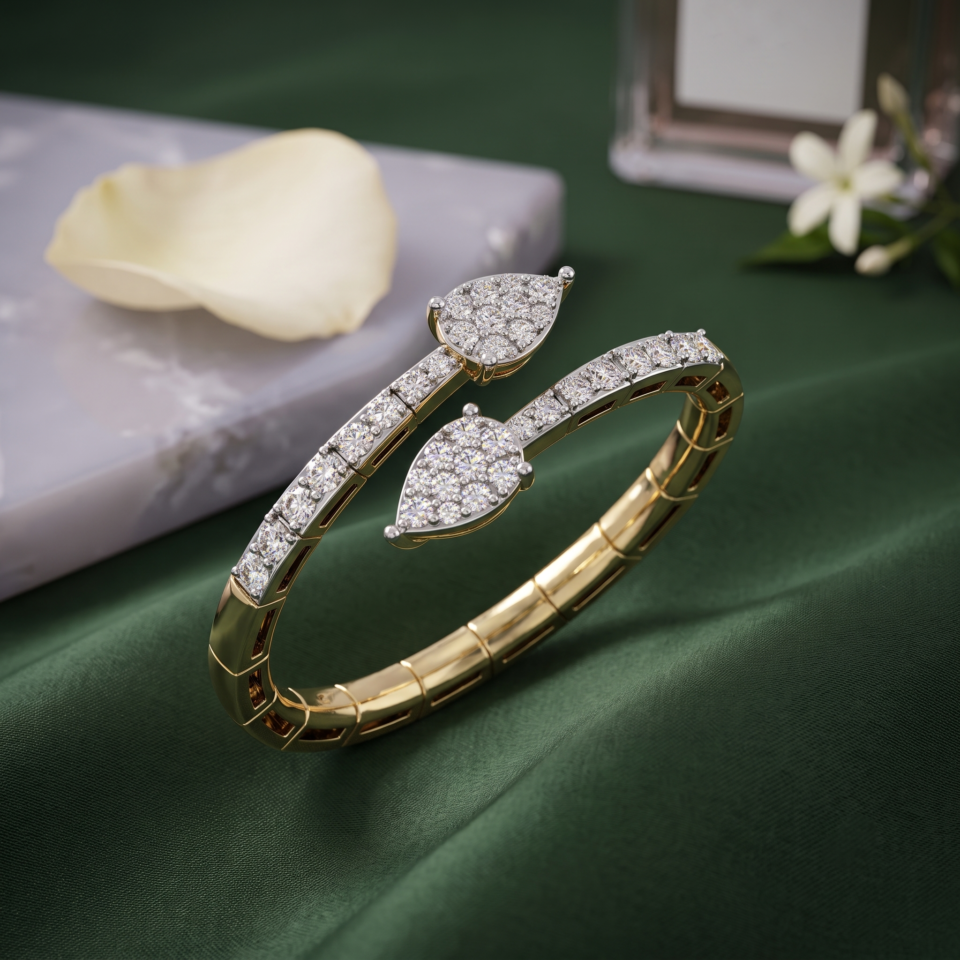 Natural Multi-Diamond Women Flexi Ring, 1/4 CTTW Round Cut Diamond 10K & 14K Solid Yellow Gold