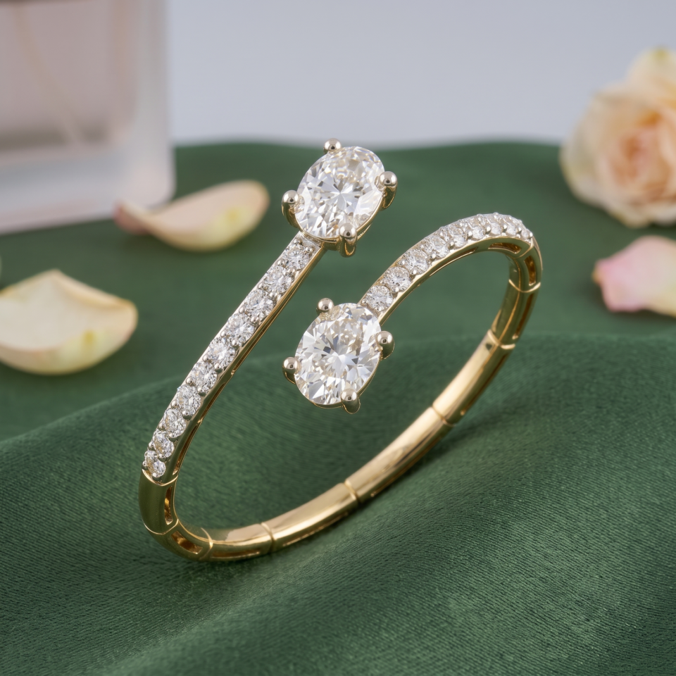 Natural Diamond Women Open Wrap Wedding Ring, 1/2 CTTW Round Cut Diamond 10K & 14K White Gold Bypass Minimalist Ring