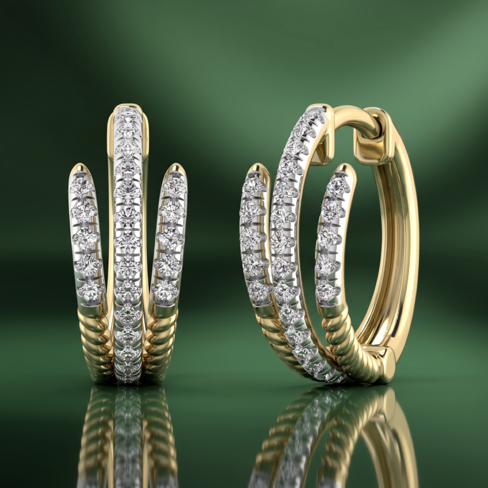 Alessandra Bettini Diamond Huggie Hoops – 1/4 CT. TW. in Yellow-Plated Sterling Silver
