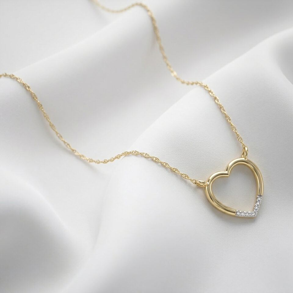 Diamond Heart Pendant Necklace – 0.02 CT. TW. in 10K Yellow Gold