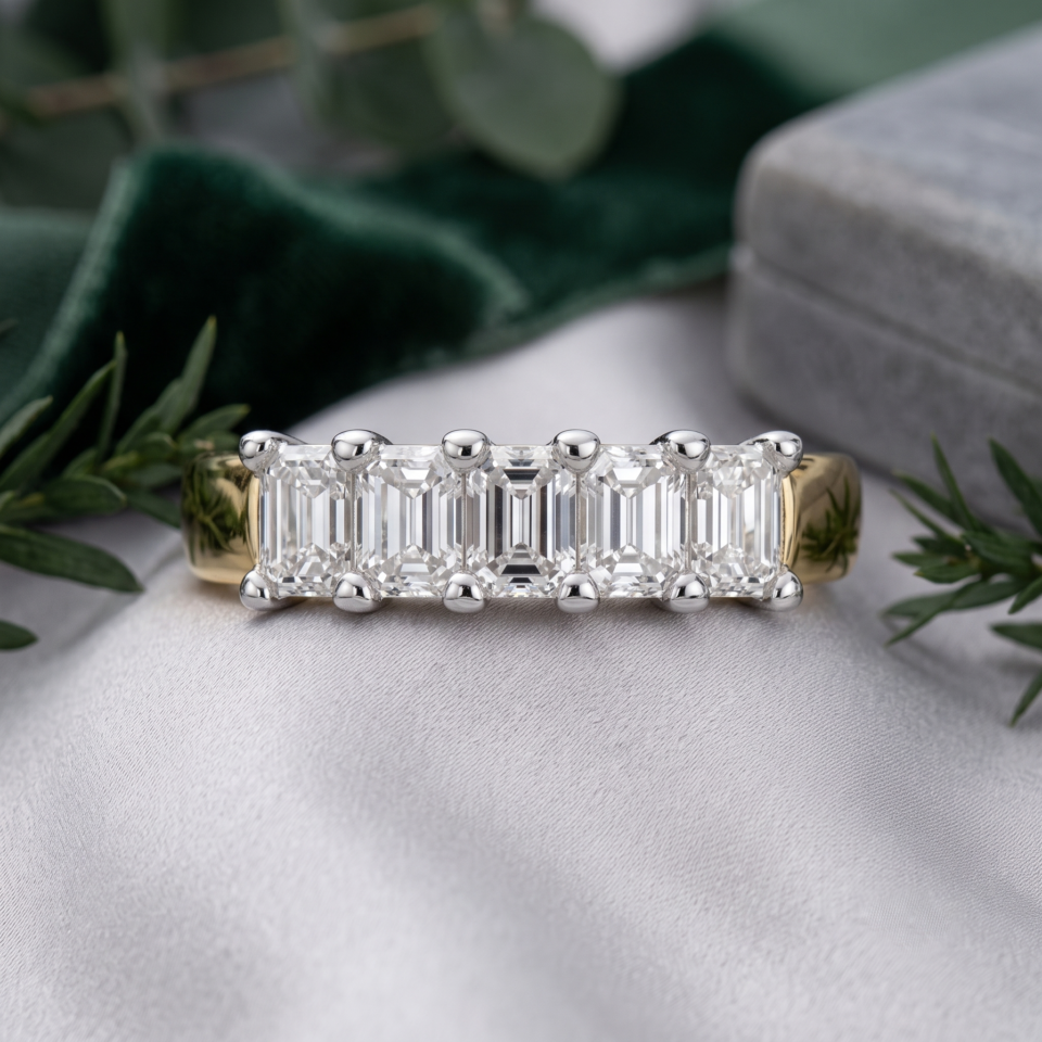 1.00 Cttw Emerald Shape Lab-Grown Diamond Women Wedding Band 14K & 18K Gold, Ring/Band, Women Jewelry